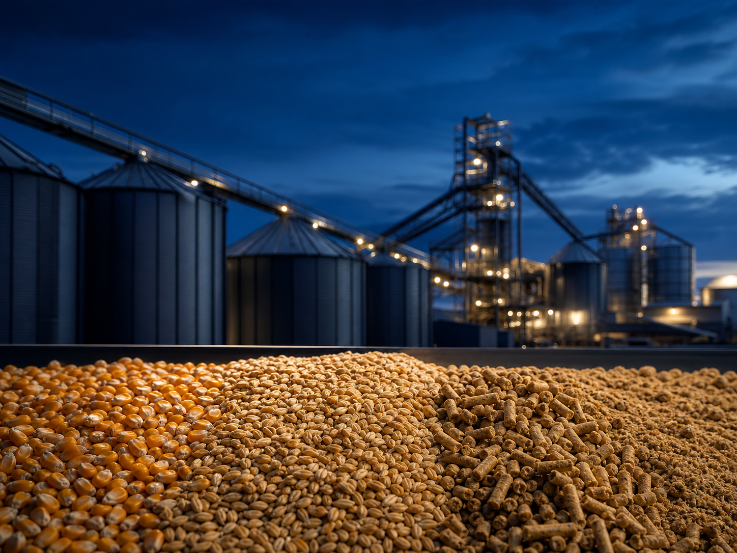 Grain and feed co-products at a modern silo